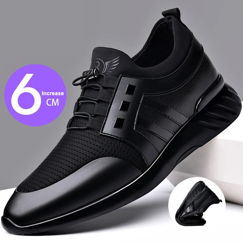 MOREHEIGHT Men Office Dress Shoes Genuine Leather New Design Men Casual Leather Shoes Elevator Shoes for Men Height Increasing