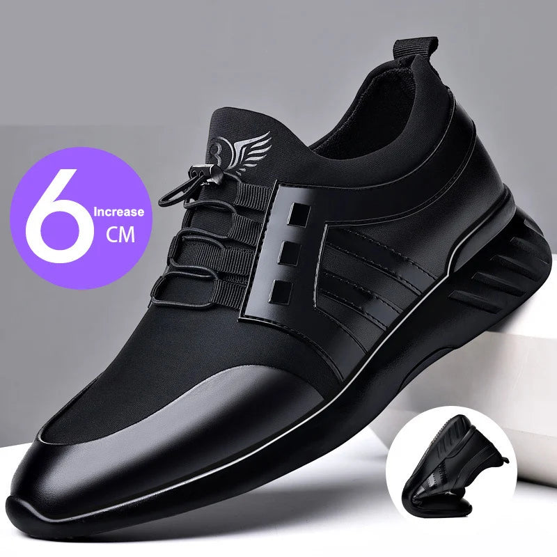 MOREHEIGHT Men Office Dress Shoes Genuine Leather New Design Men Casual Leather Shoes Elevator Shoes for Men Height Increasing