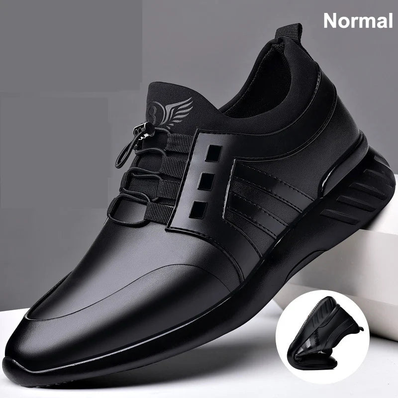 MOREHEIGHT Men Office Dress Shoes Genuine Leather New Design Men Casual Leather Shoes Elevator Shoes for Men Height Increasing