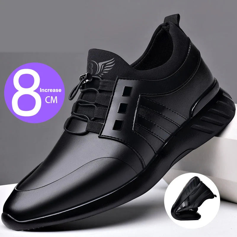 MOREHEIGHT Men Office Dress Shoes Genuine Leather New Design Men Casual Leather Shoes Elevator Shoes for Men Height Increasing